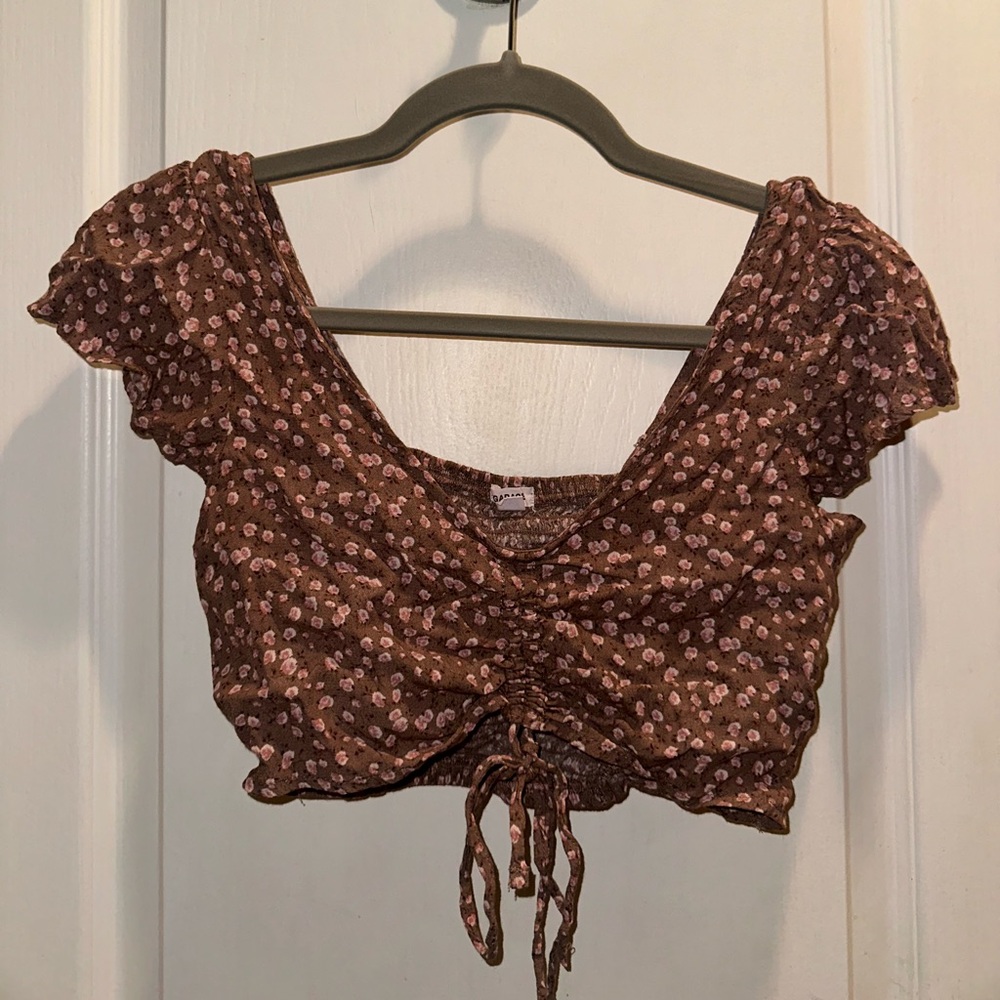 Garage Scrunch Tie Floral Crop Top Size XS